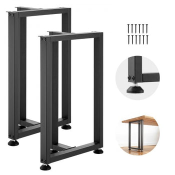 Table Legs, 29.1" H x 17.7" W Square T Shape Steel Furniture Legs, Modular Design, Easy Assembly, 2204 lbs Max Load Heavy Duty, for Home Office Desk, Dinner Table, Workbenches, Set of 2, Black