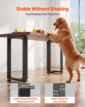 Table Legs, 29.1" H x 17.7" W Square T Shape Steel Furniture Legs, Modular Design, Easy Assembly, 2204 lbs Max Load Heavy Duty, for Home Office Desk, Dinner Table, Workbenches, Set of 2, Black