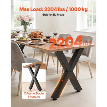 Table Legs, 29.5" H x 23.6" W Steel Furniture Legs, Modular Design, Easy Assembly, 2204 lbs Max Load Heavy Duty, for Home Office Desk, Coffee Dinner Bar Tables, Workbench,2 PCS, X Frame, Black