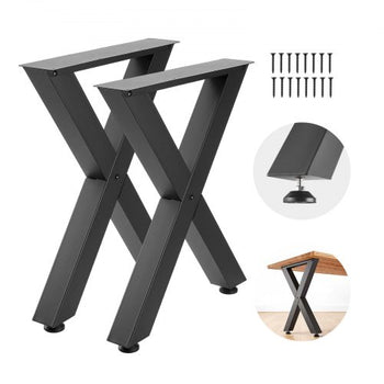 Table Legs, 29.5" H x 23.6" W Steel Furniture Legs, Modular Design, Easy Assembly, 2204 lbs Max Load Heavy Duty, for Home Office Desk, Coffee Dinner Bar Tables, Workbench,2 PCS, X Frame, Black