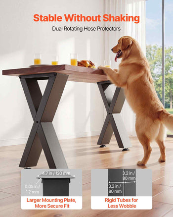 Table Legs, 29.5" H x 23.6" W Steel Furniture Legs, Modular Design, Easy Assembly, 2204 lbs Max Load Heavy Duty, for Home Office Desk, Coffee Dinner Bar Tables, Workbench,2 PCS, X Frame, Black