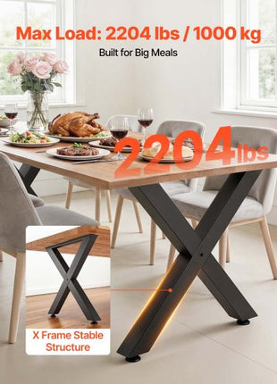 Table Legs, 29.5" H x 29.9" W Steel Furniture Legs, Modular Design, Easy Assembly, 2204 lbs Max Load Heavy Duty, for Home Office Desk, Coffee Dinner Bar Tables, Workbench,2 PCS, X Frame, Black
