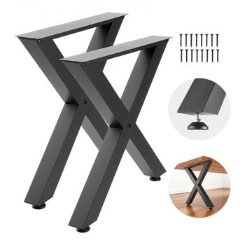 Table Legs, 29.5" H x 29.9" W Steel Furniture Legs, Modular Design, Easy Assembly, 2204 lbs Max Load Heavy Duty, for Home Office Desk, Coffee Dinner Bar Tables, Workbench,2 PCS, X Frame, Black