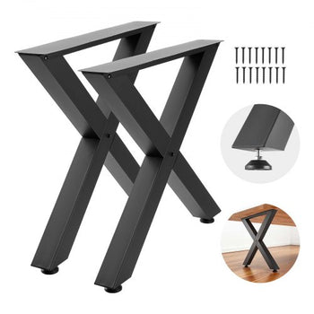 Table Legs, 29.5" H x 31.1" W Steel Furniture Legs, Modular Design, Easy Assembly, 2204 lbs Max Load Heavy Duty, for Home Office Desk, Coffee Dinner Bar Tables, Workbench,2 PCS, X Frame, Black