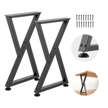 Table Legs, 29.1" H x 18.6" W Steel Furniture Legs, Modular Design, Easy Assembly, 2204 lbs Max Load Heavy Duty, Z Shape for Home Office Desk DIY, Coffee Dinner Tables, Workbench,2 PCS, Black