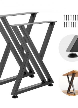 Table Legs, 29.1" H x 24" W Steel Furniture Legs, 2204 lbs Max Load Heavy Duty, Easy Installation, Sturdy & Stable for Home Office Desk DIY, Coffee Dinner Bar Tables, Workbench,Set of 2, Black