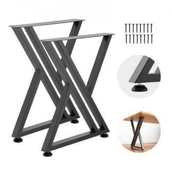 Table Legs, 29.1" H x 24" W Steel Furniture Legs, 2204 lbs Max Load Heavy Duty, Easy Installation, Sturdy & Stable for Home Office Desk DIY, Coffee Dinner Bar Tables, Workbench,Set of 2, Black