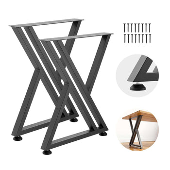 Table Legs, 29.1" H x 24" W Steel Furniture Legs, 2204 lbs Max Load Heavy Duty, Easy Installation, Sturdy & Stable for Home Office Desk DIY, Coffee Dinner Bar Tables, Workbench,Set of 2, Black