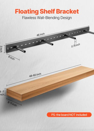 Floating Shelf Bracket 1 Pack, 230 lbs/104 kg Weight Capacity, 46x6.2x3 inch / 1168.4x157.4x76.2 mm, Heavy Duty Hidden Shelf Brackets Support, Wall Mounting Invisible Floating Shelves Bracket