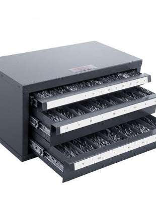 Drill Bit Dispenser Cabinet, Three-Drawer Drill Bit Organizer Cabinet for 1mm to 13mm, Steel Drill Dispenser Organizer Cabinet with Labels, Stackable Drill Dispenser for Drill Bit Storage