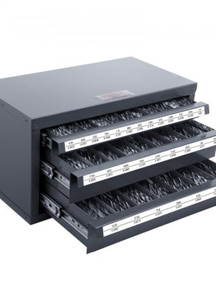 Drill Bit Dispenser Cabinet, Three-Drawer Drill Bit Organizer Cabinet for 1/16" to 1/2", Steel Drill Dispenser Organizer Cabinet with Labels, Stackable Drill Dispenser for Drill Bit Storage