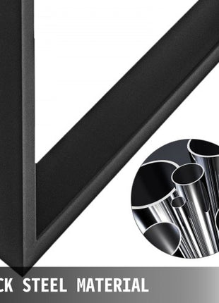 Set of 2 Steel Table Legs, 28''Height 35''Wide Dining Table Legs, Heavy Duty 3.1" Width Box Section Square Table Legs, 28x35x3.1 Inch Black Color Industrial Country Style Metal Dining Legs