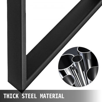 Set of 2 Steel Table Legs, 28''Height 35''Wide Dining Table Legs, Heavy Duty 3.1" Width Box Section Square Table Legs, 28x35x3.1 Inch Black Color Industrial Country Style Metal Dining Legs
