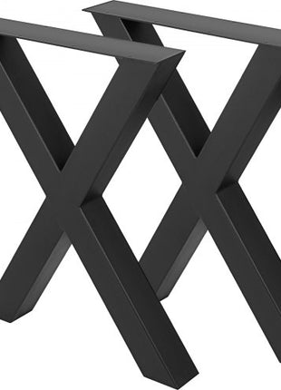 Set of 2 Steel Table Legs, 28\'\'Height 24\'\'Wide Dining Table Legs, Heavy Duty 3.1\" Square Box Section X Frame Table Legs, 28x24x3.1 Inch Black Color Industrial Country Style Metal Dining Leg