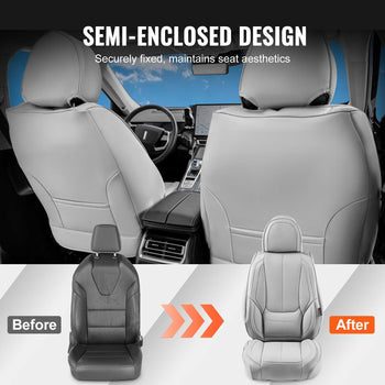 Seat Covers, Universal Car Seat Covers Full Set Seats, Front and Rear Seat, 13pcs Faux Leather Seat Cover, Full Enclosed Design, Detachable Headrest and Airbag Compatible, for Most Car SUV Truck