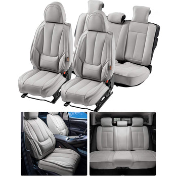 Seat Covers, Universal Car Seat Covers Full Set Seats, Front and Rear Seat, 13pcs Faux Leather Seat Cover, Full Enclosed Design, Detachable Headrest and Airbag Compatible, for Most Car SUV Truck