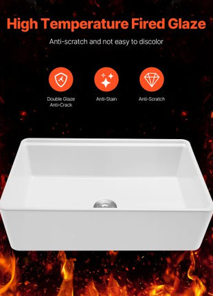 32.5x20 inch Farmhouse Sink, White Sink Workstation, Fireclay Undermount Basins, Apron Front Single Bowl Basin with Multiple Accessories, Large Capacity Household Dishwasher Sinks for Kitchen