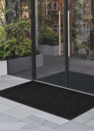 Front Door Mat, 6 x 4 ft Commercial Floor Mat for Indoor and Outdoor, Stylish Striped Industrial Carpet with PVC Backing, Heavy Duty Washable Entry Rug for Hallway, Balcony, Garage, Grey