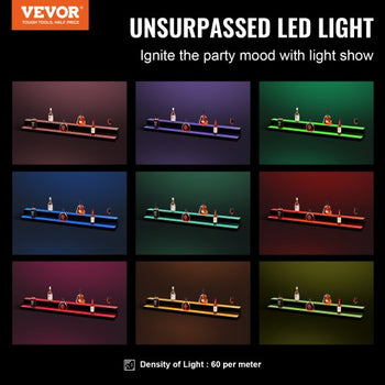 LED Lighted Liquor Bottle Display, 2 Tiers 60 Inch Commercial Illuminated Home Bar Shelf, 2 Steps Whiskey Rack Stand, Acrylic Drink Shelves with RF Remote & App Control, and Multicolor lighting
