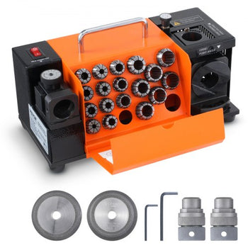 Drill Bits Sharpener, 3-20mm End Mill Grinder Sharpener, Lip Relief Angle & 95°-135° Point Angle Adjustable Drill Bit Re-Sharpener, Portable Sharpening Machine with 18 Collets, CBN & SDC Wheel