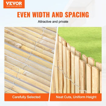 Natural Bamboo Fence Privacy Screen, Eco-Friendly Privacy Bamboo Slat Fence, 6 ft H x 13 ft L Decorative Bamboo Screen Panel, for Garden, Backyard, Balcony, Patio, Pool Side