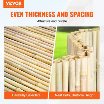 Natural Rolled Bamboo Fence, Eco-Friendly Bamboo Privacy Fence 4 ft H x 6 ft L x 0.75 in D. , Decorative Bamboo Privacy Screen for Garden, Backyard, Balcony, Patio, Pool Side