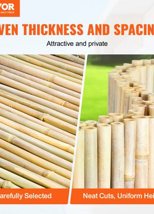 Natural Rolled Bamboo Fence, Eco-Friendly Bamboo Privacy Fence 6 ft H x 8 ft L x 0.75 in D. , Decorative Bamboo Privacy Screen for Garden, Backyard, Balcony, Patio, Pool Side