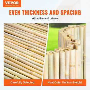 Natural Rolled Bamboo Fence, Eco-Friendly Bamboo Privacy Fence 6 ft H x 8 ft L x 0.75 in D. , Decorative Bamboo Privacy Screen for Garden, Backyard, Balcony, Patio, Pool Side