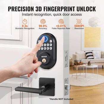 Fingerprint Door Lock, with Fingerprint/Keypad Code/Key, One-Time and Anti-Peeking Password, Silent Mode, Constant Unlock Mode, Aluminum Alloy Panel, Electronic Keypad Deadbolt for Entry Doors