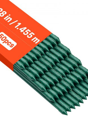 Garden Stakes, 50 Pack, 57.28 inch, Plastic Coated Metal Tomato Stakes, Garden Sticks for Plants Support, with Pointed End and Non-Slip Bumps for Growing Climbing Plants, Outdoor Vegetables