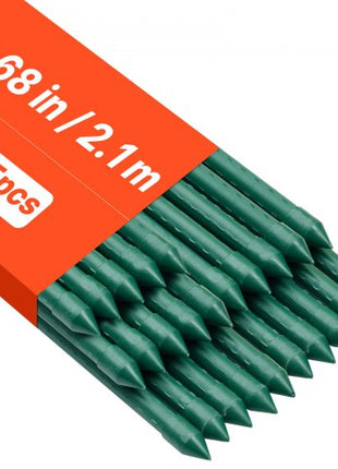 Garden Stakes, 25 Pack, 82.68 inch, Plastic Coated Metal Tomato Stakes, Garden Sticks for Plants Support, with Pointed End and Non-Slip Bumps for Growing Climbing Plants, Outdoor Vegetables