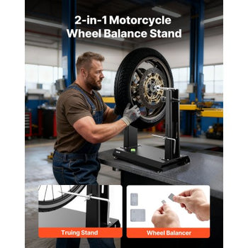 Motorcycle Wheel Balancer, 88.2 lbs Capacity, Tire Balancer & Truing Stand with Adjustable Centering Cones and Truing Pointer, Balancing Tools for Most Motorcycles & Bicycles, 35-Inch Wheel Dia