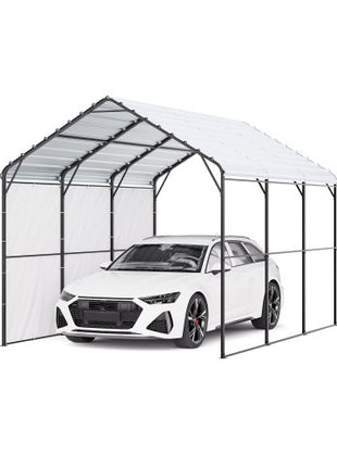 Heavy Duty Metal Carport, 10' x 15' Outdoor Carport with Galvanized Steel Frame & Roof, Car Tent Garage Shade with Removable Sidewalls, Multi-Use Car Shelter for Pickup, Boat, Car & Tractors