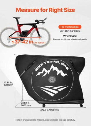 Triathlon Bike Travel Bag, Transport Bicycle Storage Carry Bag with TSA Lock & Dual Zipper, Triathlon Bicycle Case Max. Wheelbase 42 in for Travel, Outdoor Use, Train Airplane Subway Transport