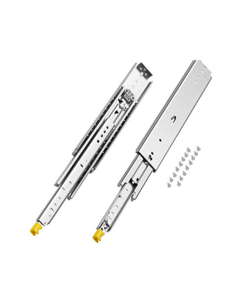 1 Pair Full Extension Drawer Slides 18 20 22 28 30 32 36 38 40 44 48 52 56 60 in, 500 lbs Load Capacity Locking Drawer Slides, Ball Bearing with Lock Side Mount Drawer Slide Rail
