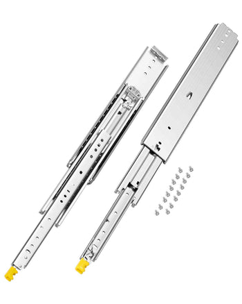 1 Pair Full Extension Drawer Slides 18 20 22 28 30 32 36 38 40 44 48 52 56 60 in, 500 lbs Load Capacity Locking Drawer Slides, Ball Bearing with Lock Side Mount Drawer Slide Rail