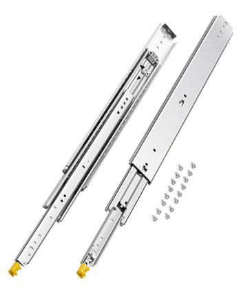 1 Pair Full Extension Drawer Slides 18 20 22 28 30 32 36 38 40 44 48 52 56 60 in, 500 lbs Load Capacity Locking Drawer Slides, Ball Bearing with Lock Side Mount Drawer Slide Rail