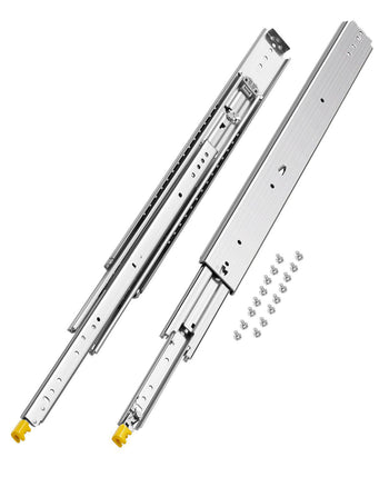 1 Pair Full Extension Drawer Slides 18 20 22 28 30 32 36 38 40 44 48 52 56 60 in, 500 lbs Load Capacity Locking Drawer Slides, Ball Bearing with Lock Side Mount Drawer Slide Rail