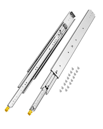 1 Pair Full Extension Drawer Slides 18 20 22 28 30 32 36 38 40 44 48 52 56 60 in, 500 lbs Load Capacity Locking Drawer Slides, Ball Bearing with Lock Side Mount Drawer Slide Rail