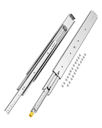Set of Two Drawer Rails, Sizes Ranging from 16 to 60 inches, 500 lbs Weight Tolerance, Ball Bearing Equipped with Locking Mechanism, Side Mounted Slide Rail