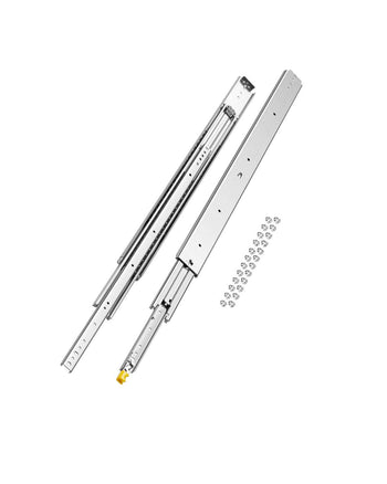 Set of Two Drawer Rails, Sizes Ranging from 16 to 60 inches, 500 lbs Weight Tolerance, Locking Mechanism Included, Ball Bearing Side Mount Drawer Slide Rail