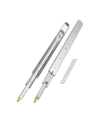 1 Pair Full Extension Drawer Slides 18 20 22 28 30 32 36 38 40 44 48 52 56 60 in, 500 lbs Load Capacity Locking Drawer Slides, Ball Bearing with Lock Side Mount Drawer Slide Rail