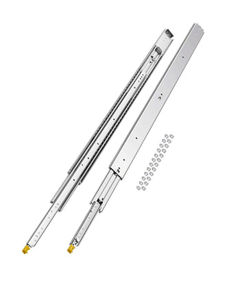 1 Pair Full Extension Drawer Slides 18 20 22 28 30 32 36 38 40 44 48 52 56 60 in, 500 lbs Load Capacity Locking Drawer Slides, Ball Bearing with Lock Side Mount Drawer Slide Rail