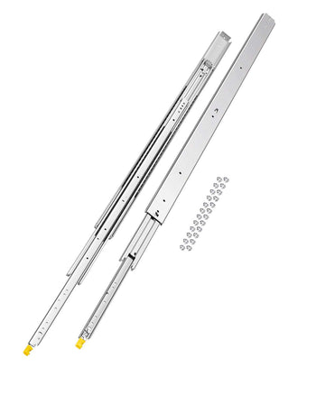 1 Pair Full Extension Drawer Slides 18 20 22 28 30 32 36 38 40 44 48 52 56 60 in, 500 lbs Load Capacity Locking Drawer Slides, Ball Bearing with Lock Side Mount Drawer Slide Rail