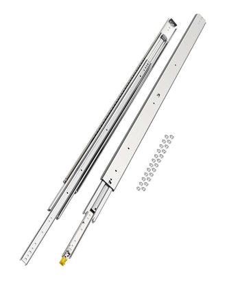 Set of Two Drawer Rails, Sizes Varying from 16 to 60 inches, 500 lbs Weight Tolerance, Lockable Ball Bearing Side Mounted Drawer Slide Rail