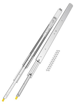 1 Pair Full Extension Drawer Slides 18 20 22 28 30 32 36 38 40 44 48 52 56 60 in, 500 lbs Load Capacity Locking Drawer Slides, Ball Bearing with Lock Side Mount Drawer Slide Rail
