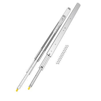 1 Pair Full Extension Drawer Slides 18 20 22 28 30 32 36 38 40 44 48 52 56 60 in, 500 lbs Load Capacity Locking Drawer Slides, Ball Bearing with Lock Side Mount Drawer Slide Rail