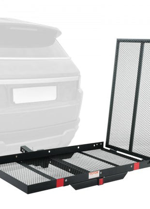 Hitch Mount Cargo Carrier, 45.3" x 25.6" Iron Hitch Cargo Rack with Folding Ramp, Hitch Rack Basket with Stabilizer and Straps, 500LBS Mobility Scooter Carrier Fit 2" Hitch Receiver