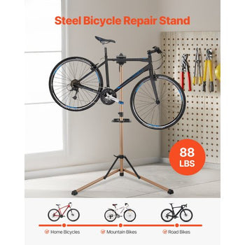 Bike Repair Stand, 88 lb Heavy-duty Bicycle Work Stand with 41.3-59.8 in Adjustable Height & Magnetic Tool Tray, Foldable Bicycle Maintenance Rack, Shop Home Mechanics for Mountain & Road Bike