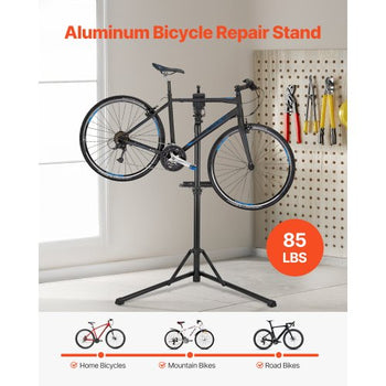 Bike Repair Stand, 85 lb Heavy-duty Bicycle Work Stand with 40.7-64.1 in Adjustable Height & Magnetic Tool Tray, Foldable Bicycle Maintenance Rack, Shop Home Mechanics for Mountain & Road Bike